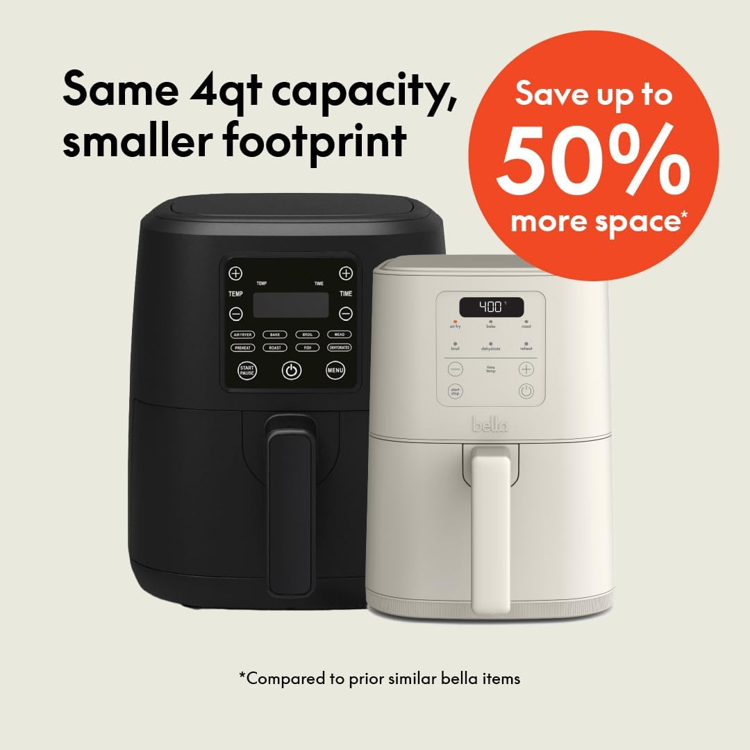 Bella 4Qt Slim Air Fryer, Fits-anywhere™ Kitchenware, EverGood™ Ceramic Nonstick Coating, Adjustable Temperature - Image 2